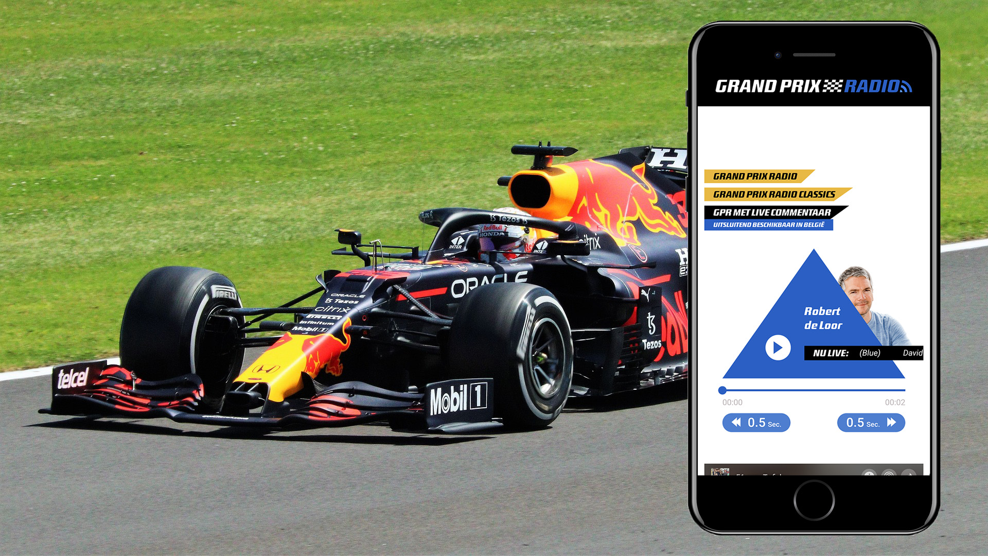 Commentaar Grand Prix Radio tijdens de Formule 1
