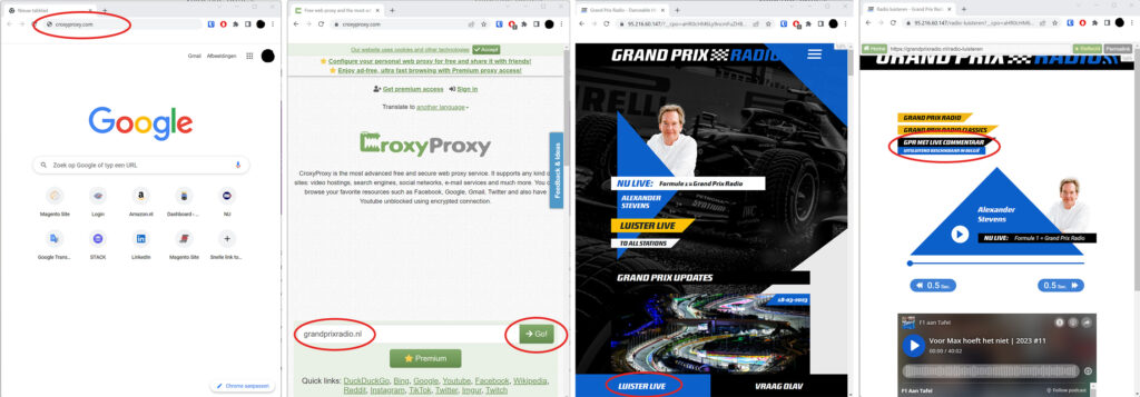 F1 met commentaar Grand Prix Radio via CroxyProxy.com